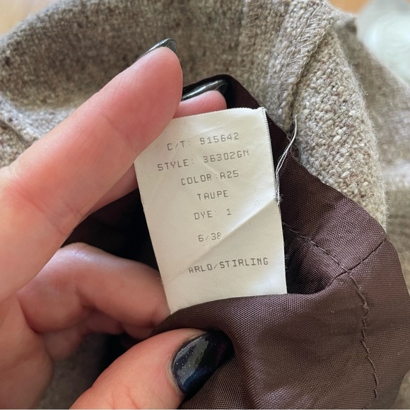 Philippe Adec Paris Vintage Wool Knit Brown Beige 3 Button Blazer Jacket Size 6 - Picture 9 of 11